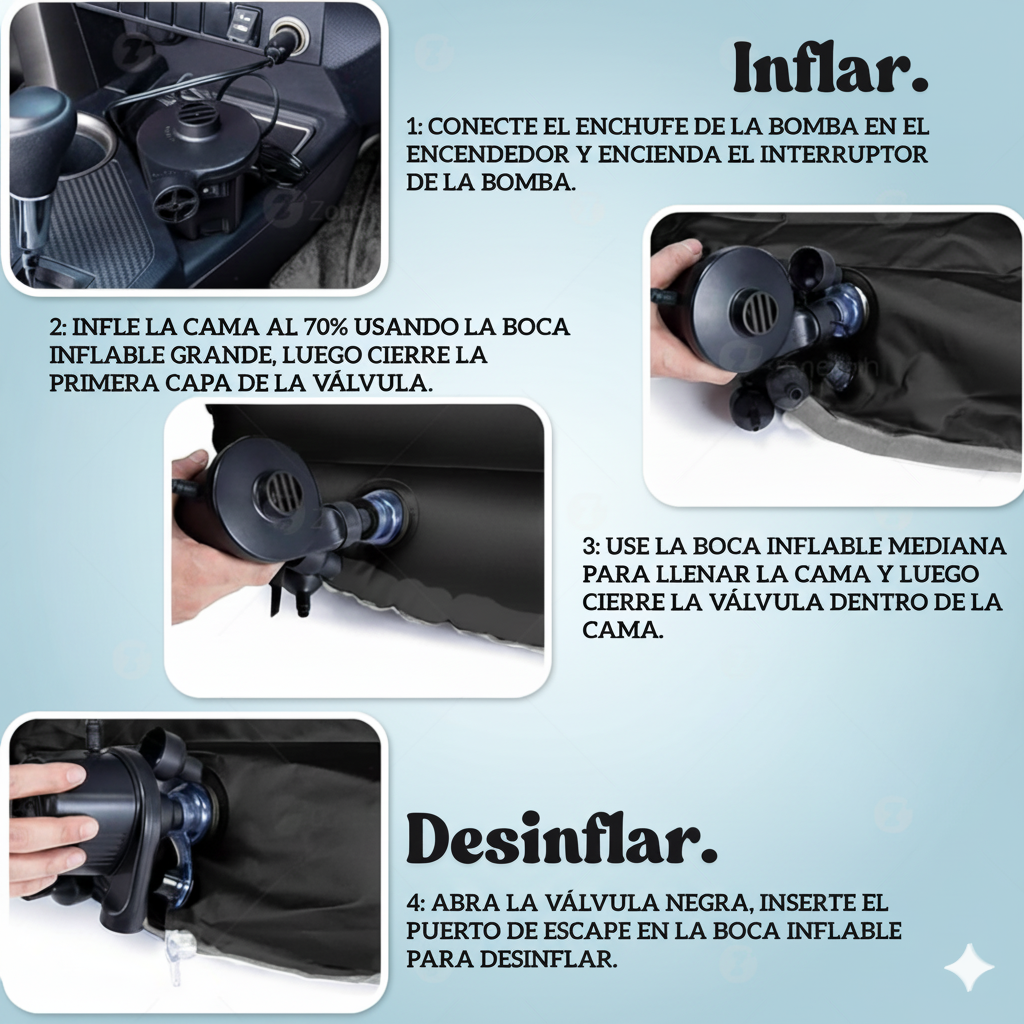 Convertí tu asiento trasero en tu lugar de descanso con este colchón inflable.